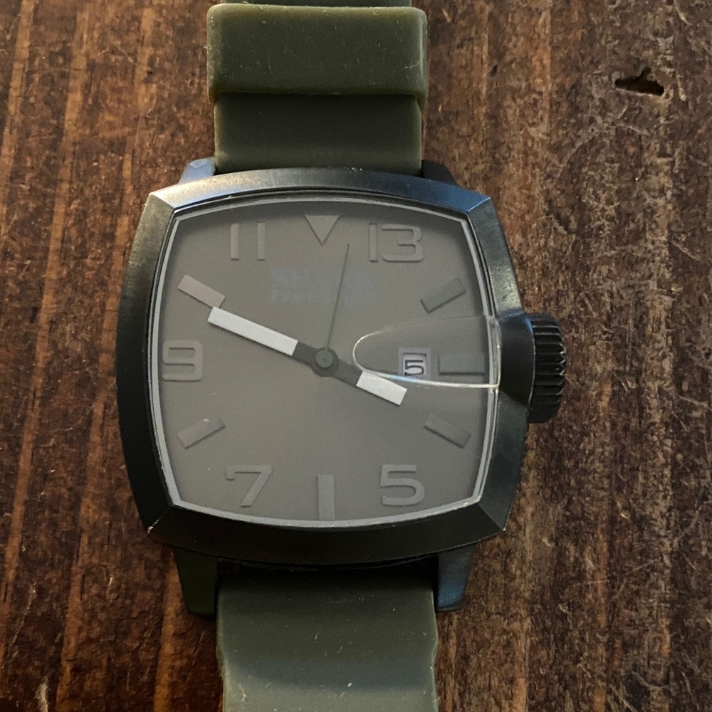 Freestyle Olive Green Silicone Strap Watch with Gray Square Dial